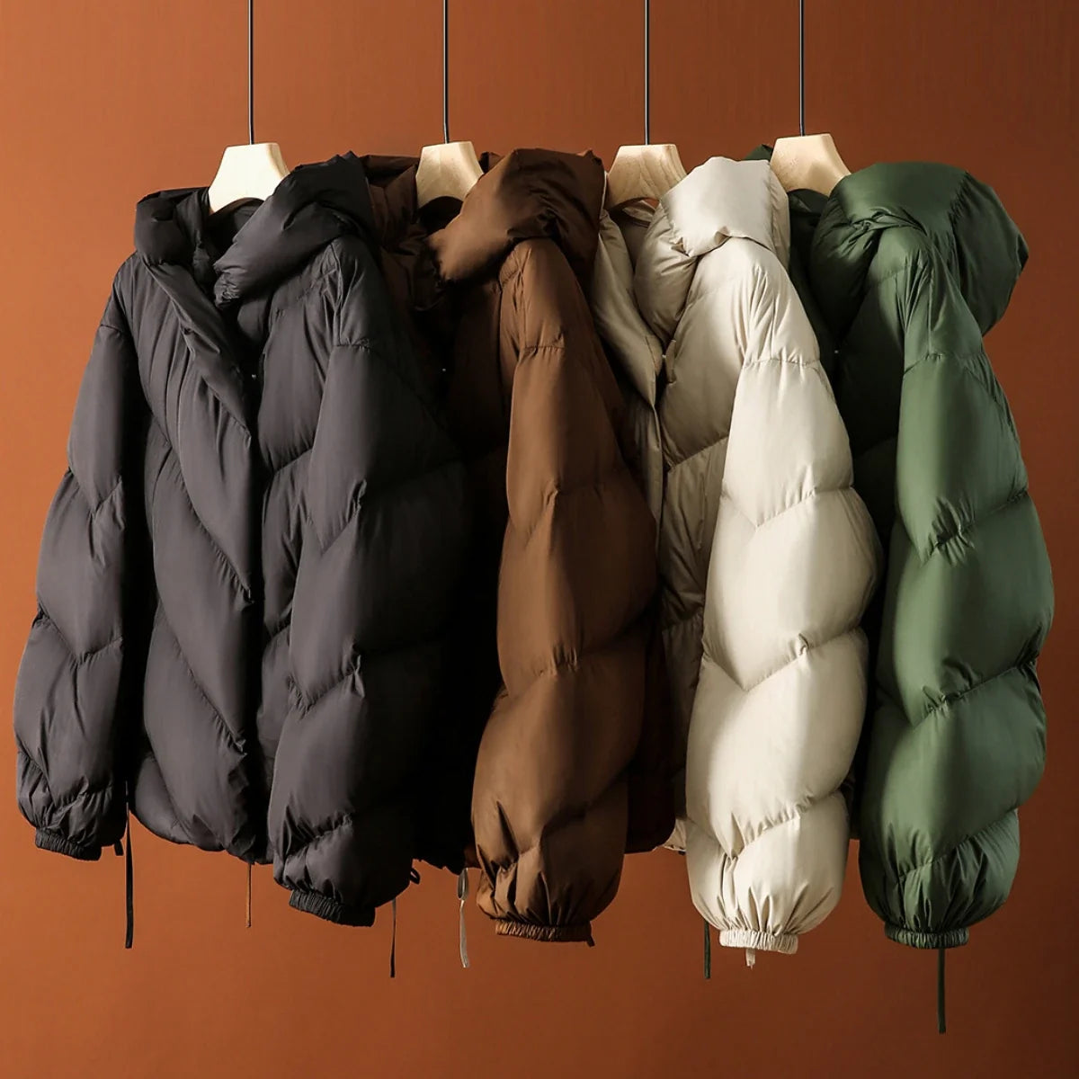 Women's Cropped Down Puffer Jacket with Chevron Quilting, view 14