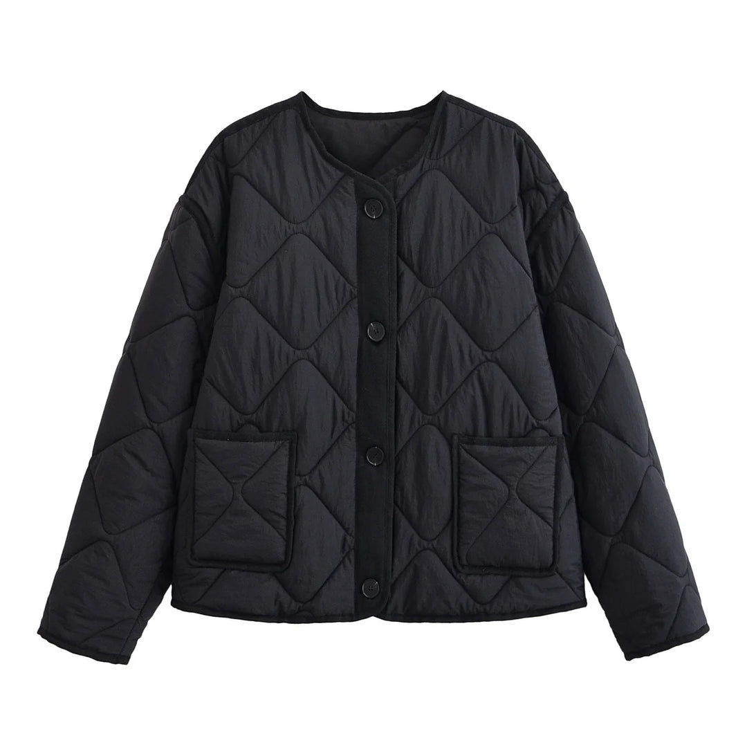 Women's Short Jacket, Collarless Button Front Casual Fall Coat