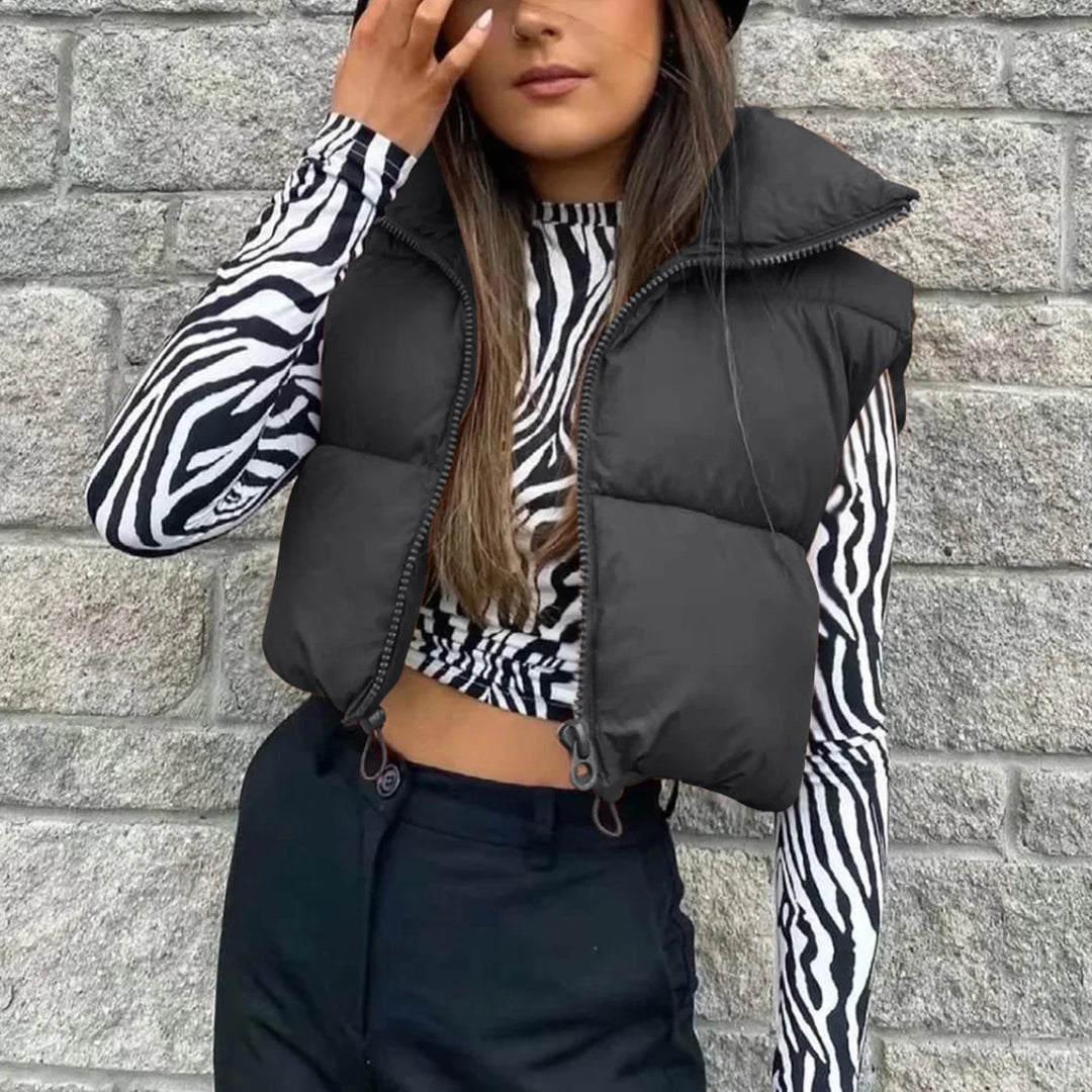 Women's Quilted Vest, Sleeveless Stand Collar Warm Padded Gilet