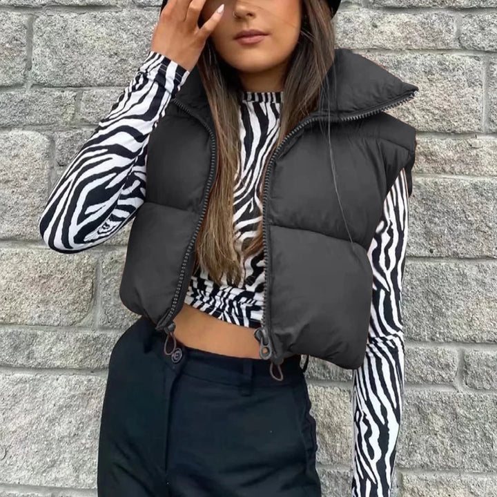 Women's Quilted Vest, Sleeveless Stand Collar Warm Padded Gilet