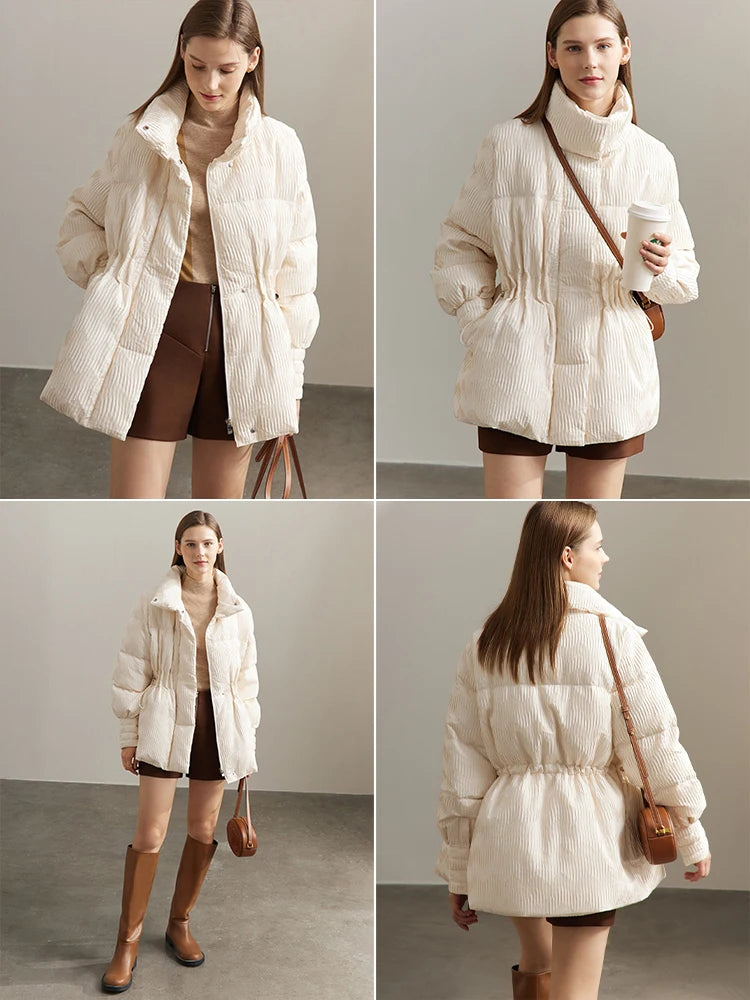 Women's Lightweight Duck Down Puffer Coat with Stand Collar, view 3