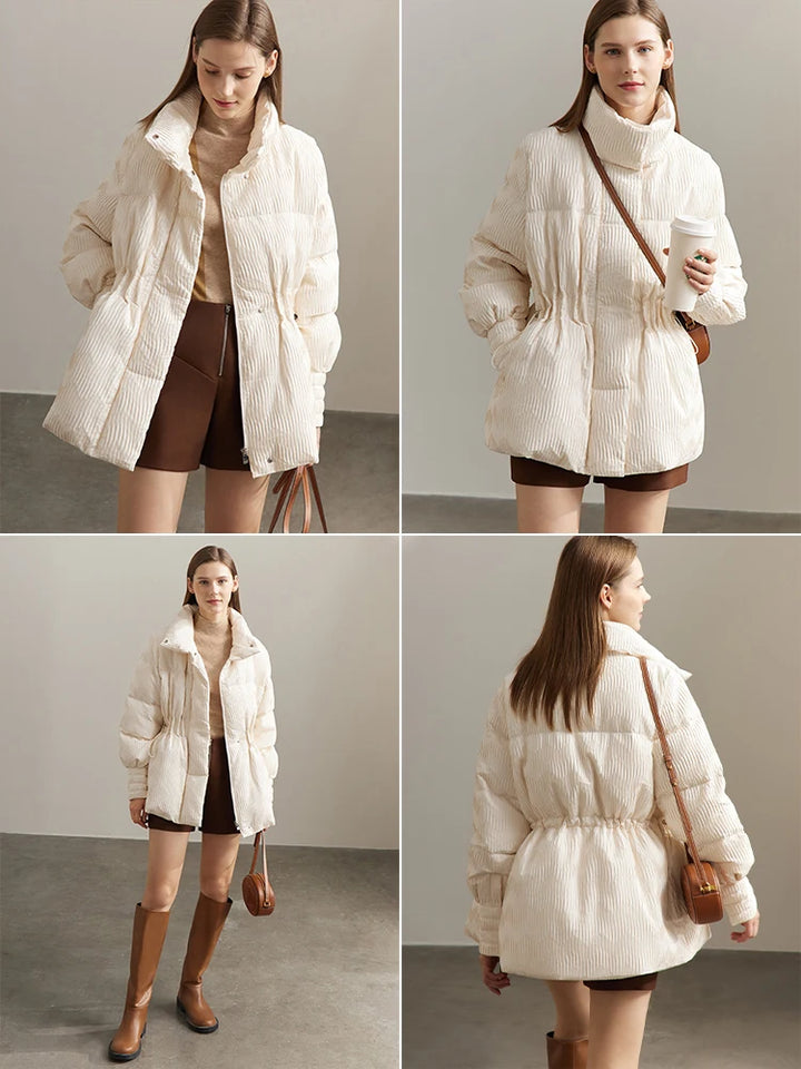 Women's Duck Down Puffer Coat, Lightweight Stand Collar Winter Jacket