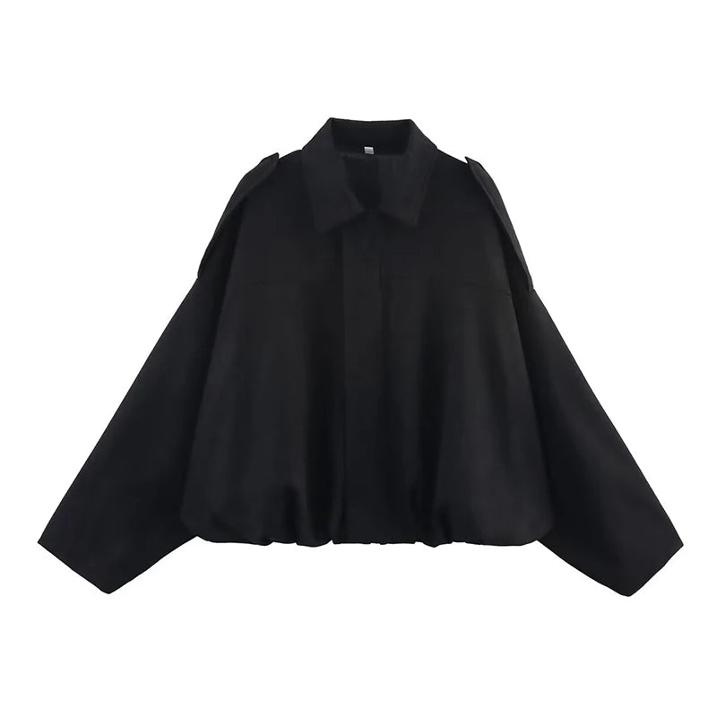 Women's Bomber Jacket, Turn Down Collar Loose Vintage Fall Coat