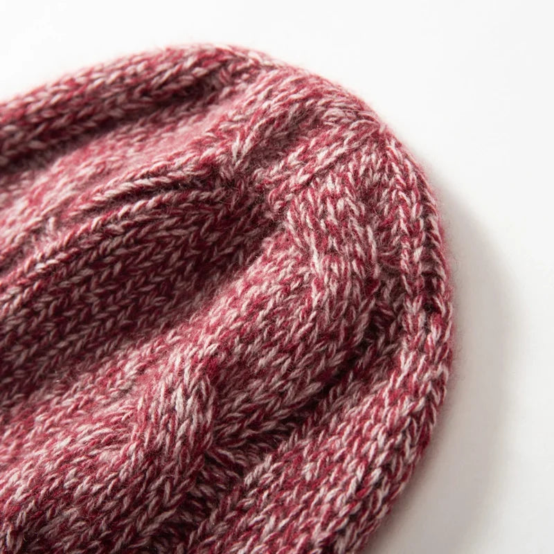 Women's Chunky Cable Cashmere Beanie with Ribbed Cuff, view 28
