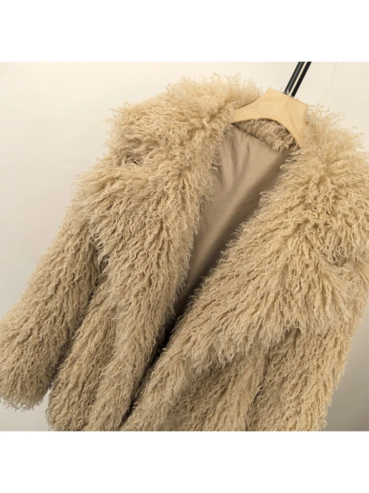 Women's Faux Fur Jacket, Long Sleeve Thick Warm Fluffy Coat