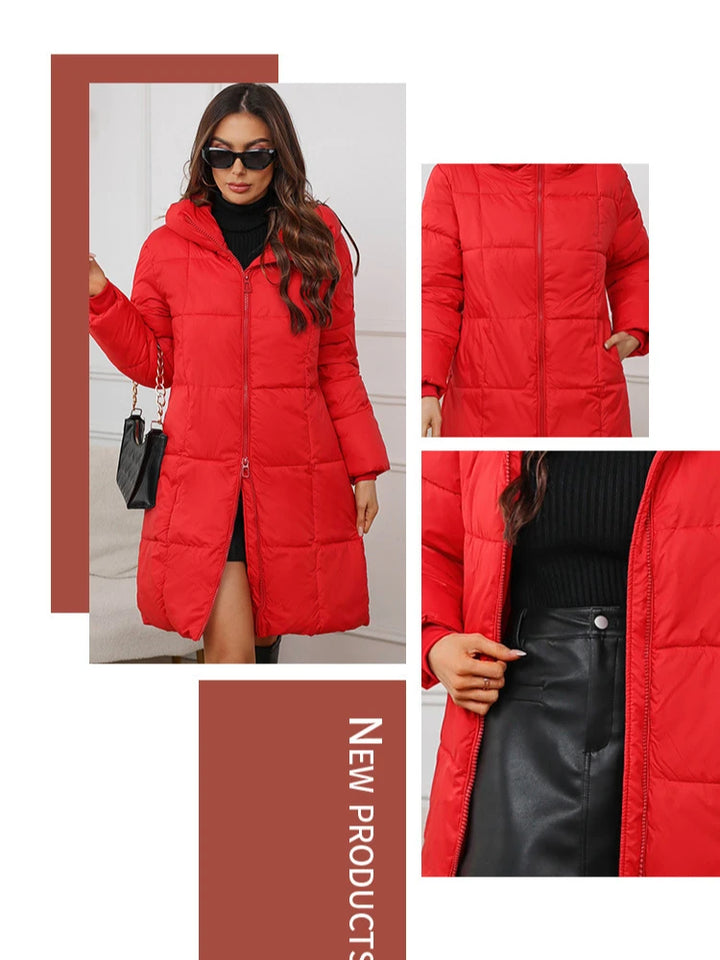 Women's Winter Coat, Long Hooded Thick Padded Parka Warm Outerwear