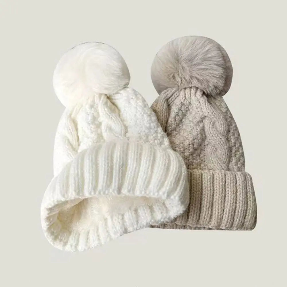 Women's Thick Knit Cotton Beanie with Ear Flaps