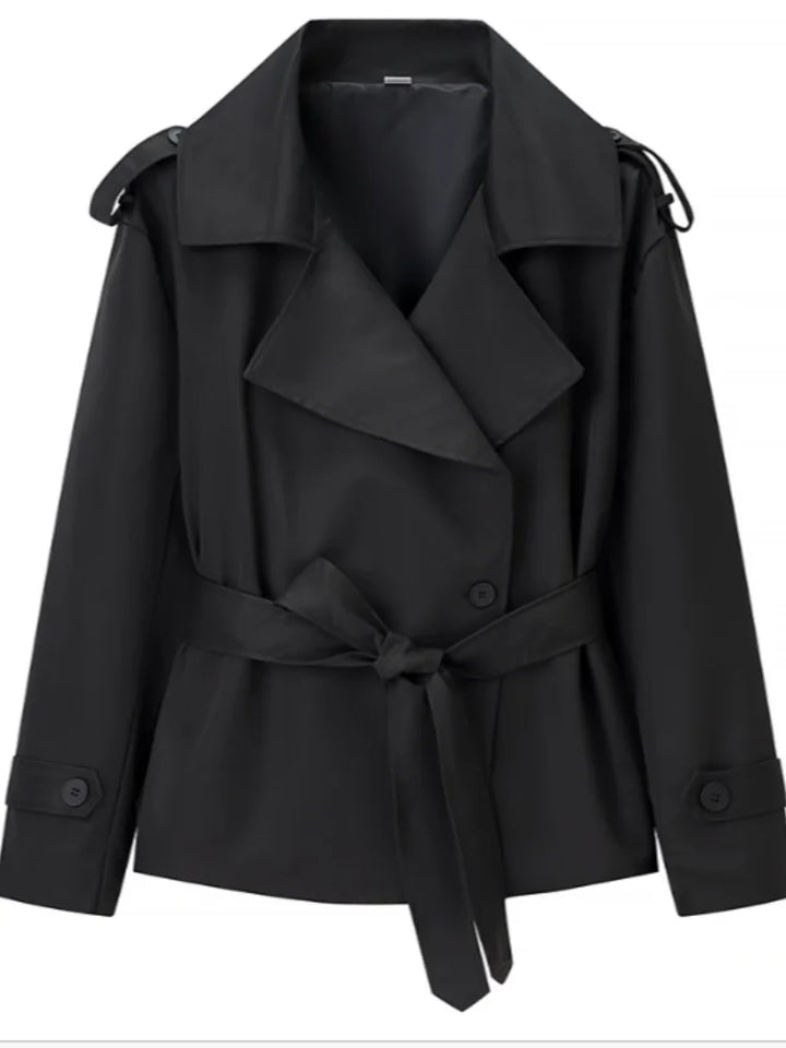 Women's Trench Coat, Belted Button Front Long Windbreaker