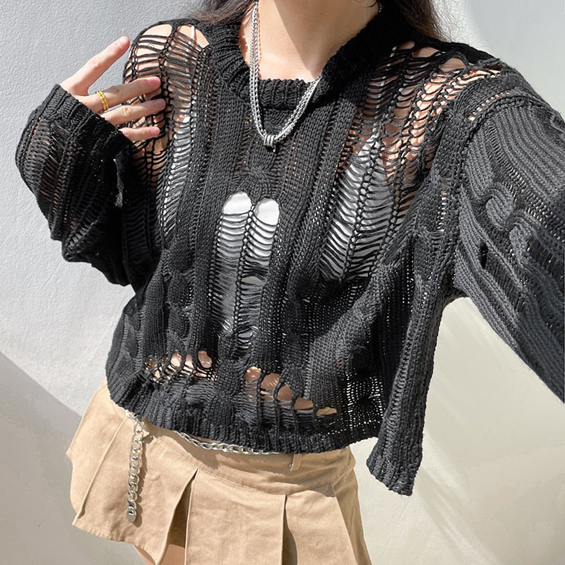 Margot Sheffield | Distressed Knit Sweater For Women