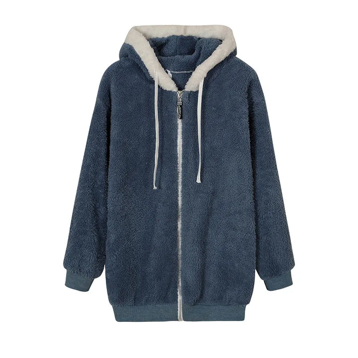 Women's Fleece Jacket, Hooded Full Zip Warm Winter Coat Plus Size