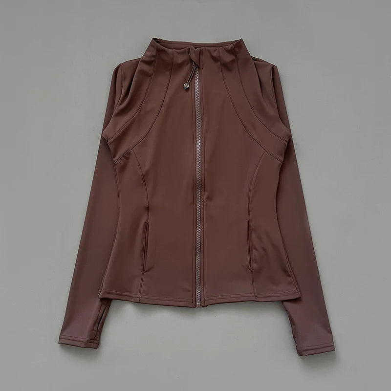 Women's Track Jacket, Quick Dry Zip Up Slim Fit Workout Top