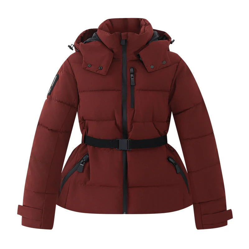 Women's Winter Coat, Hooded Belted Padded Puffer Parka with Pockets