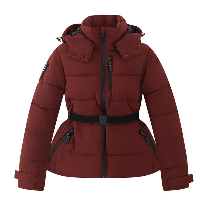 Women's Winter Coat, Hooded Belted Padded Puffer Parka with Pockets