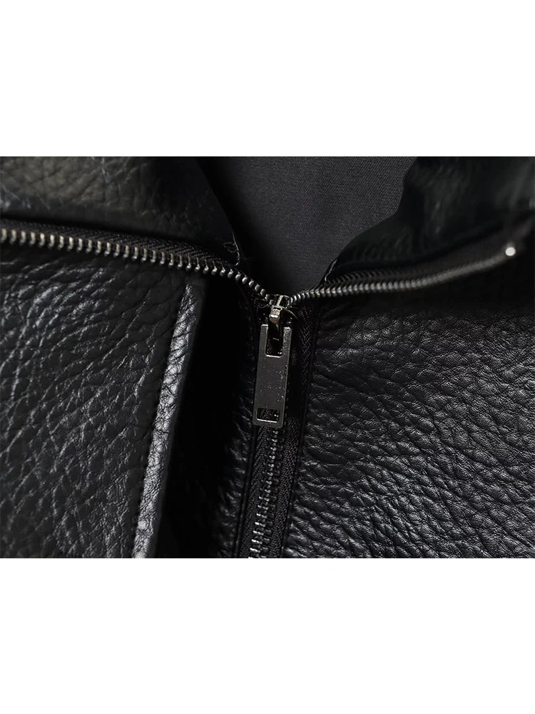 Women's Faux Leather Jacket, Loose Moto Biker Fall Winter Coat