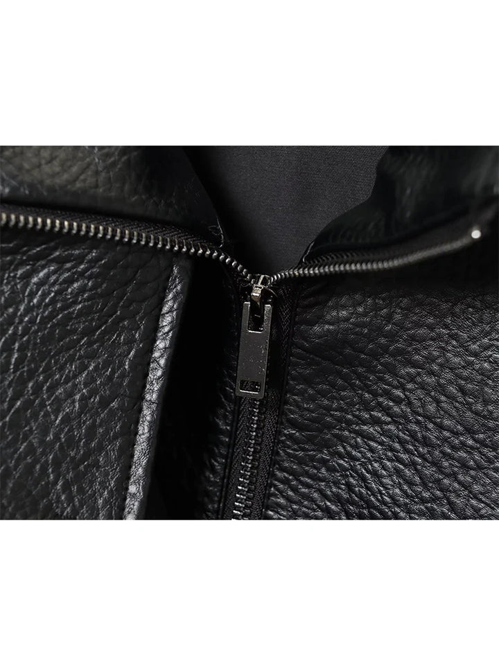 Women's Faux Leather Jacket, Loose Moto Biker Fall Winter Coat