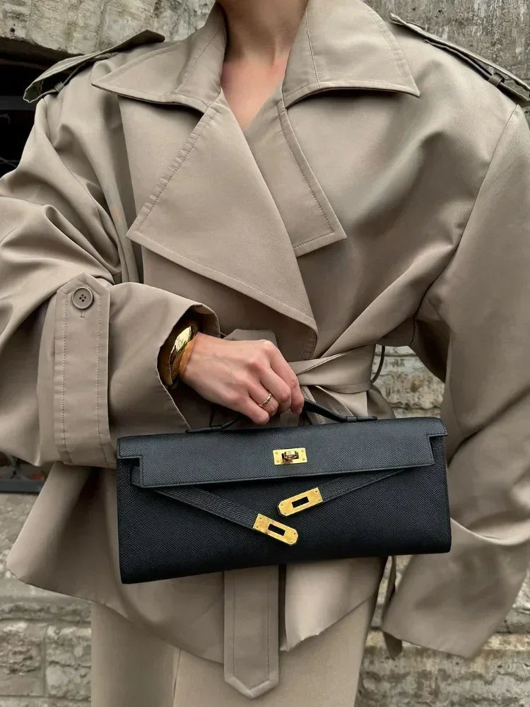 Women's Trench Coat, Belted Button Front Long Windbreaker