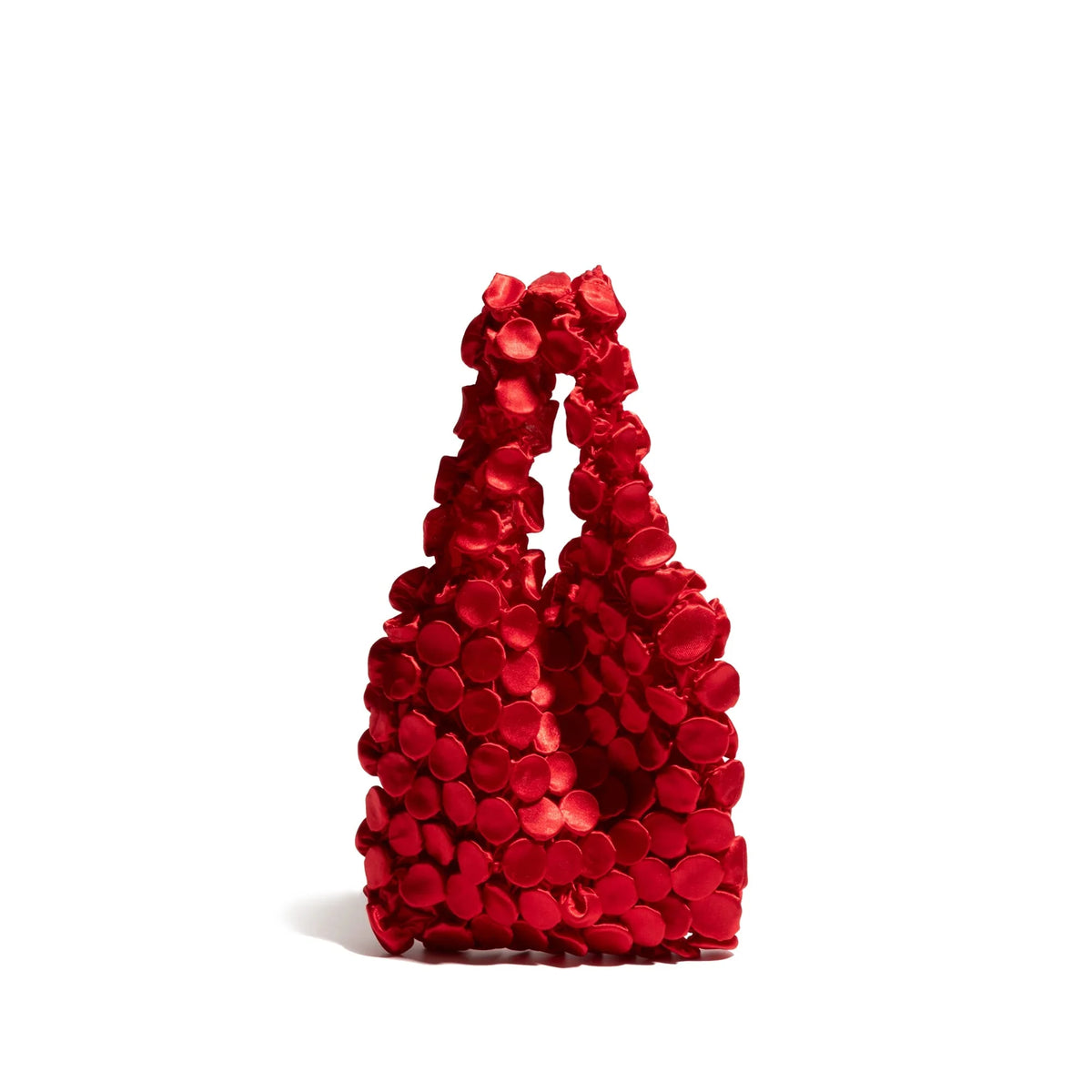 Women's Ruched Nylon Bubble Tote Bag in Red