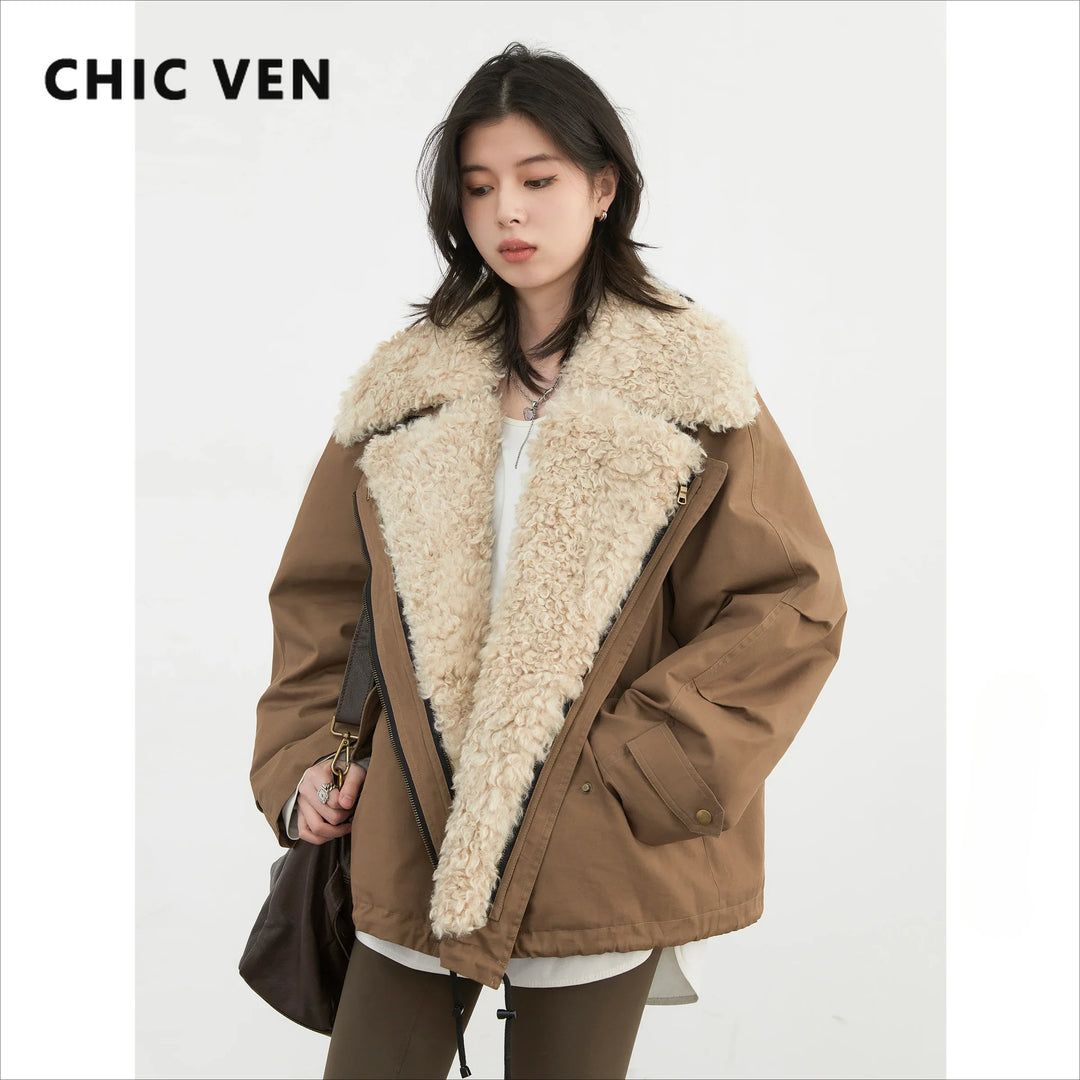 Women's Moto Jacket, Thick Warm Cotton Padded Winter Overcoat