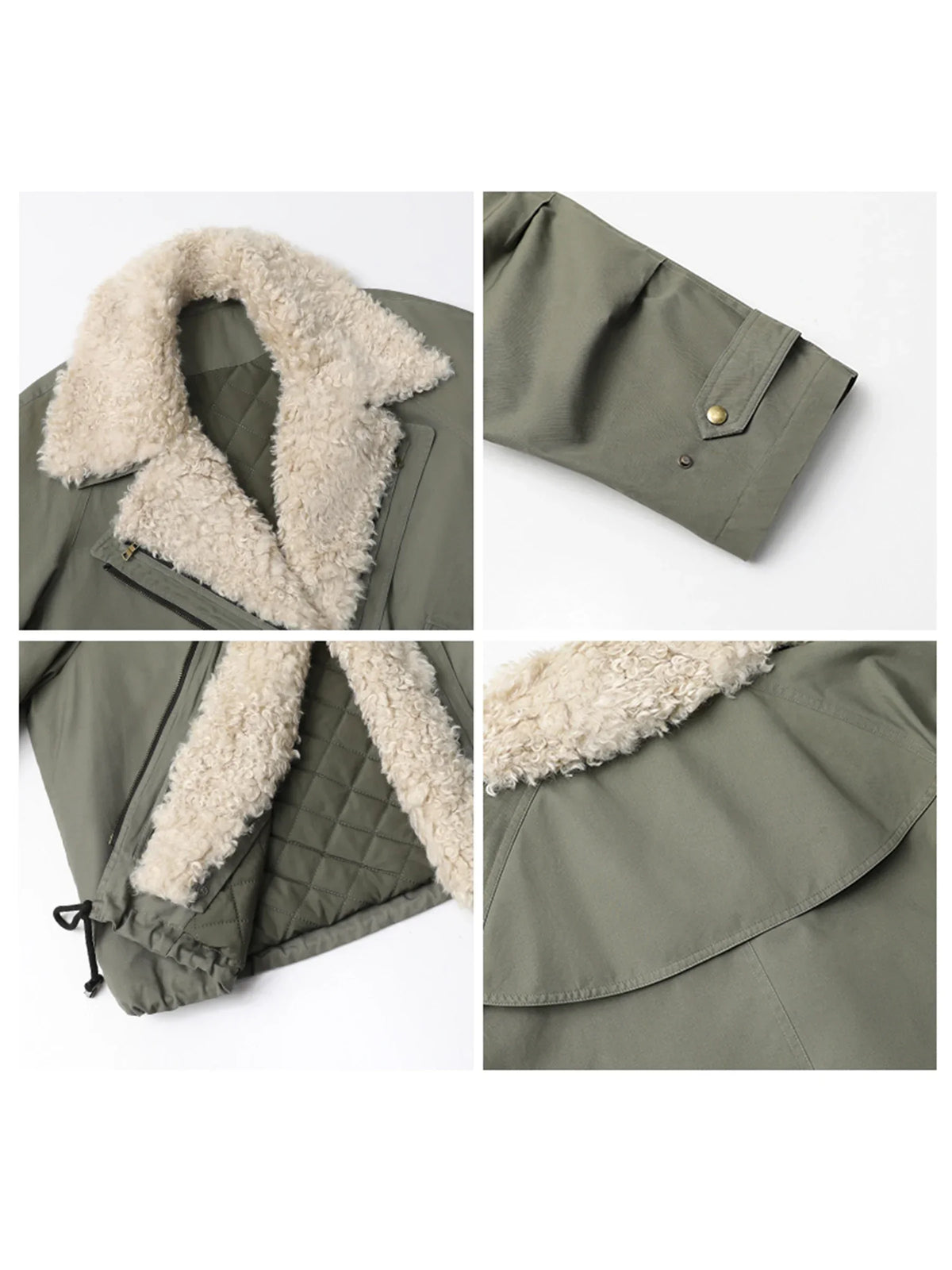 Women's Retro Thick Padded Winter Moto Jacket, view 3
