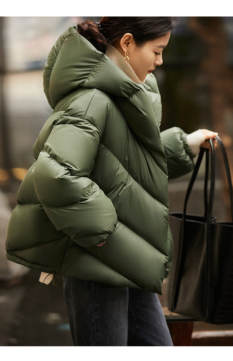 Women's Cropped Down Puffer Jacket with Chevron Quilting, view 15