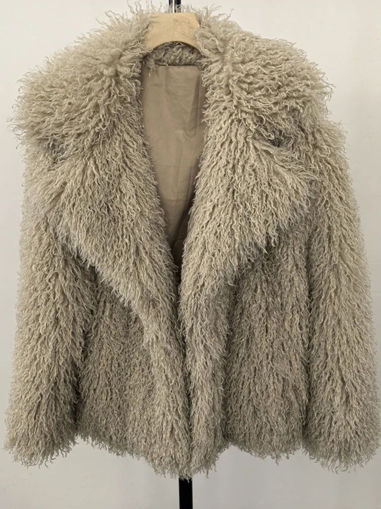 Women's Faux Fur Jacket, Long Sleeve Thick Warm Fluffy Coat