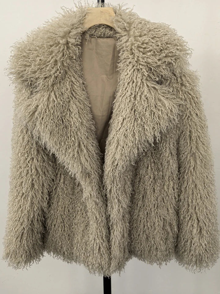 Women's Faux Fur Jacket, Long Sleeve Thick Warm Fluffy Coat