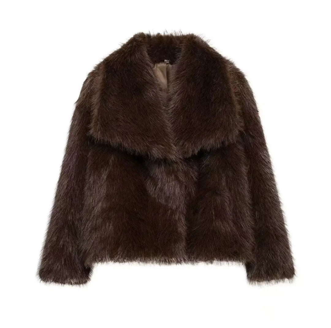 Women's Faux Leather Jacket, Fur Lined Stand Collar Winter Coat