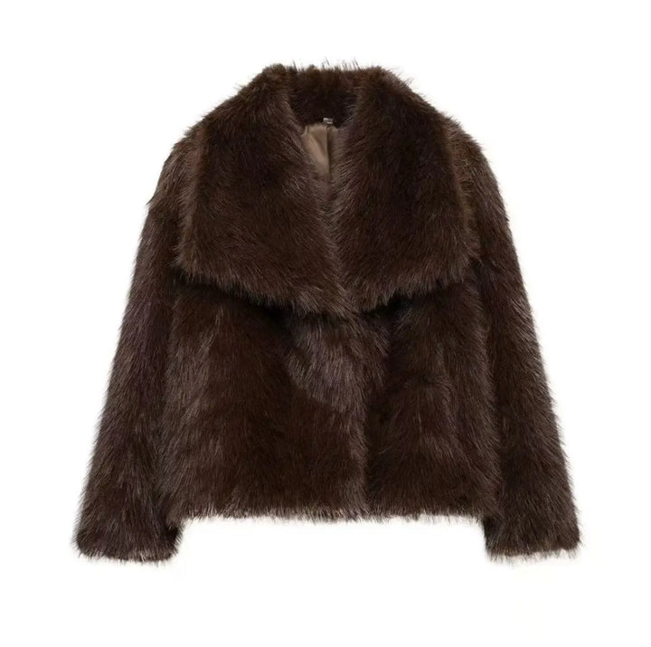 Women's Faux Leather Jacket, Fur Lined Stand Collar Winter Coat