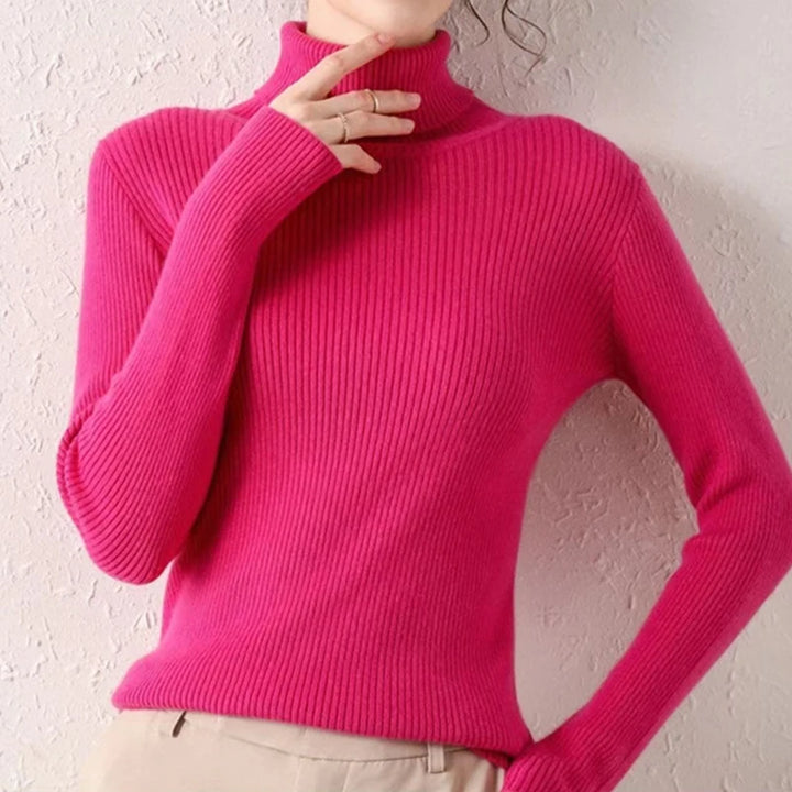 Women's Turtleneck Sweater, Soft Knit Long Sleeve Pullover Jumper