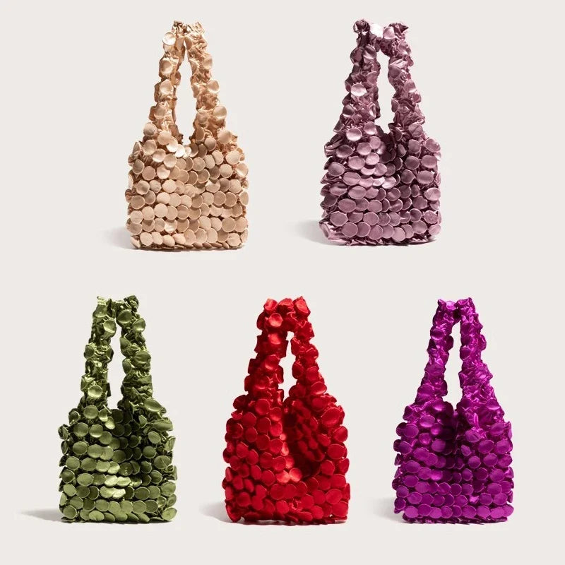Women's Ruched Nylon Bubble Tote Bag, view 4