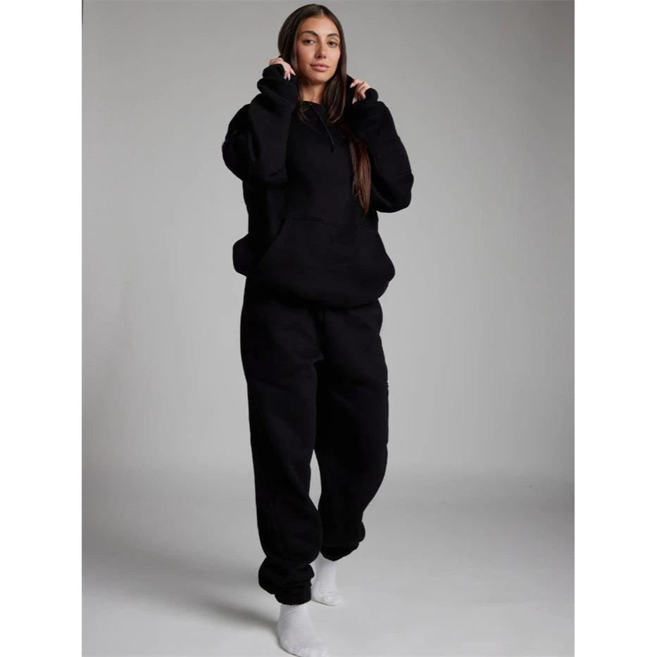 Fashionable Hoodie Top Pants Set Women's Casual Sportswear Long Sleeve Winter Outfit Long Pants Comfortable Two-Piece Suit