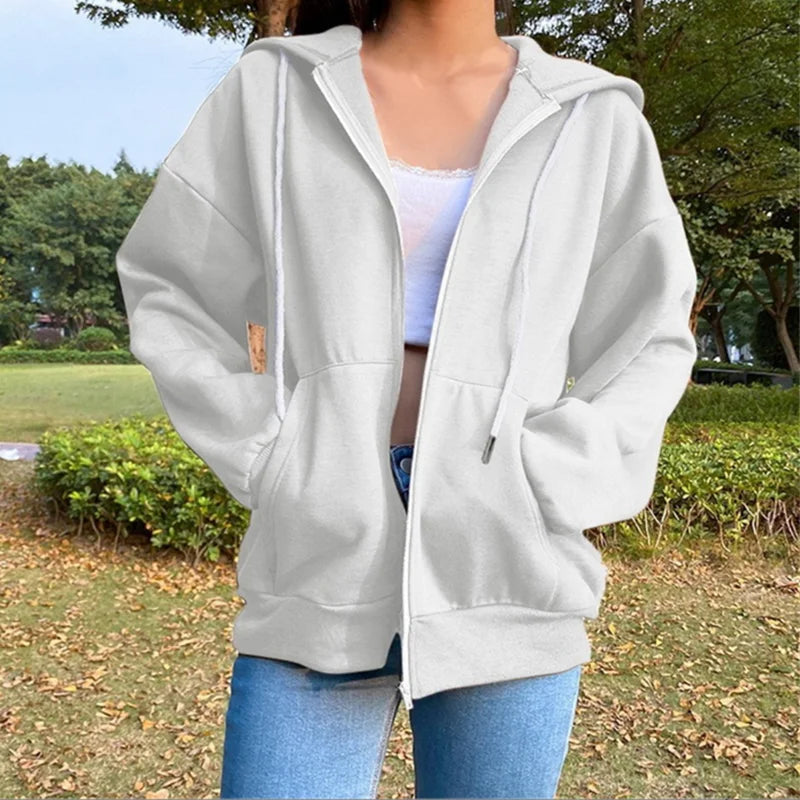 Women's Fleece Zip Up Hoodie, Drawstring Hooded Sweatshirt with Pockets