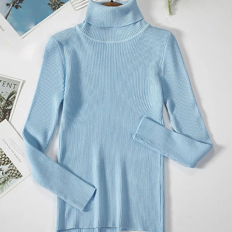 Women's Turtleneck Sweater, Soft Knit Long Sleeve Pullover Jumper