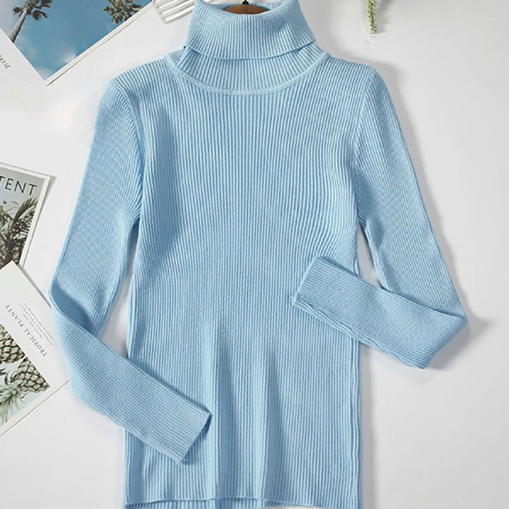 Women's Turtleneck Sweater, Soft Knit Long Sleeve Pullover Jumper