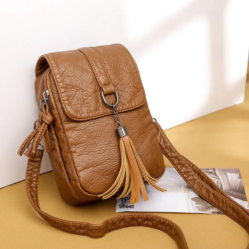 Women's Washed Faux Leather Mini Crossbody Bag