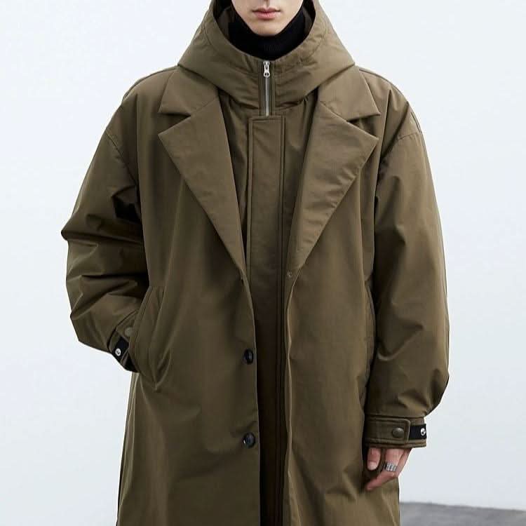 Men's Long Overcoat, Hooded Water Resistant Windbreaker Winter Jacket