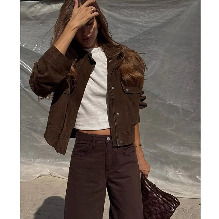 Women's Fall Jacket, Slim Fit Big Pocket Casual Warm Coat
