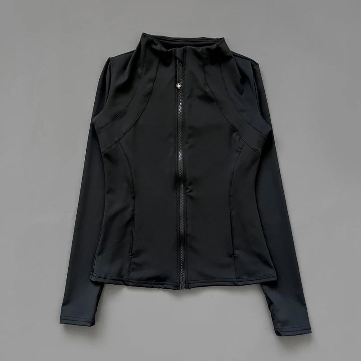 Women's Track Jacket, Quick Dry Zip Up Slim Fit Workout Top