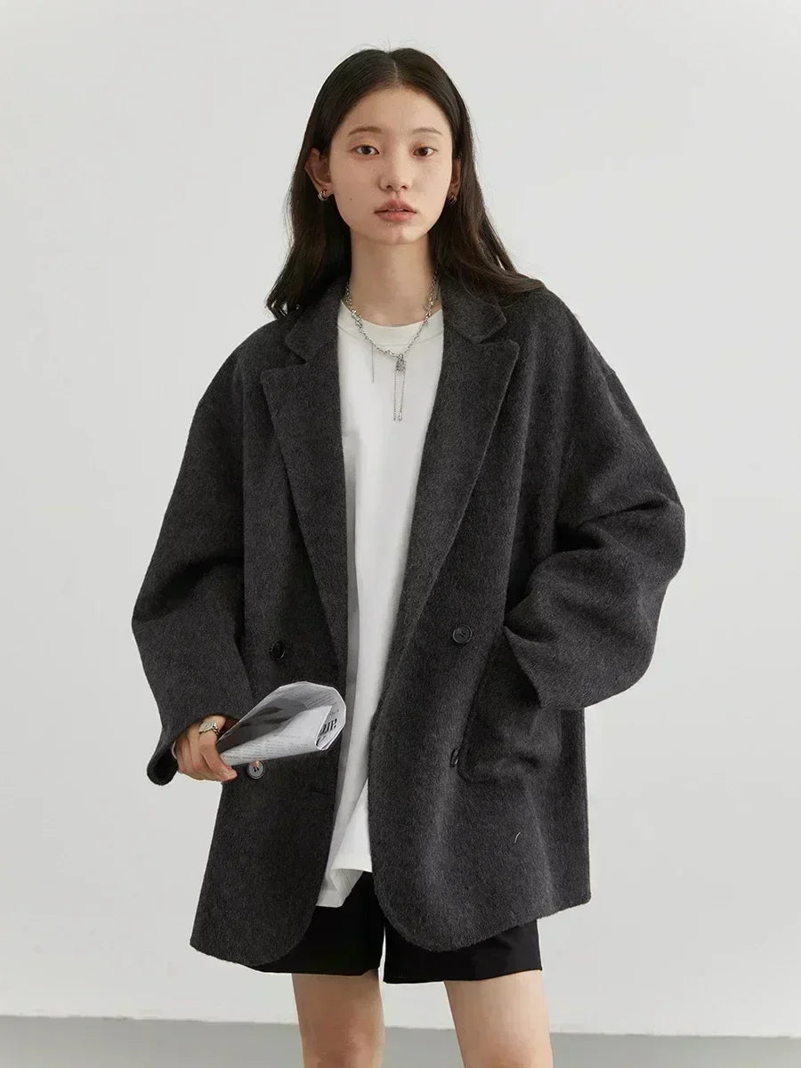 Women's Loose Double-Breasted Retro Coat, view 2