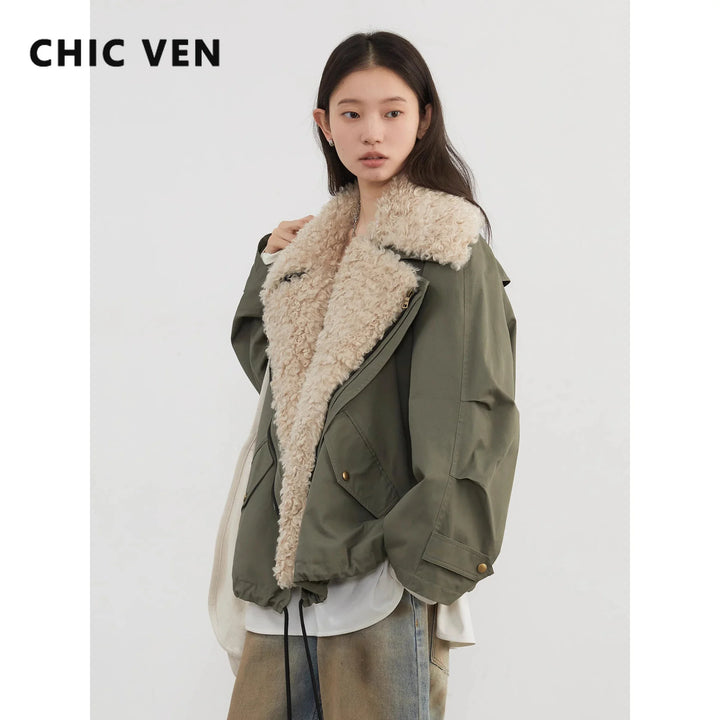 Women's Moto Jacket, Thick Warm Cotton Padded Winter Overcoat