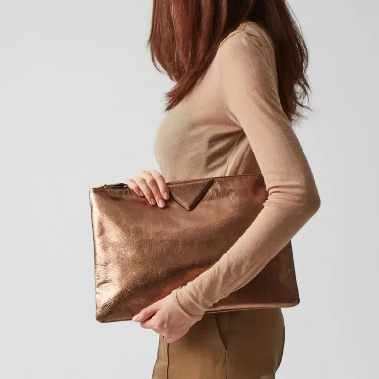 Women's Metallic Evening Clutch Bag in Gold