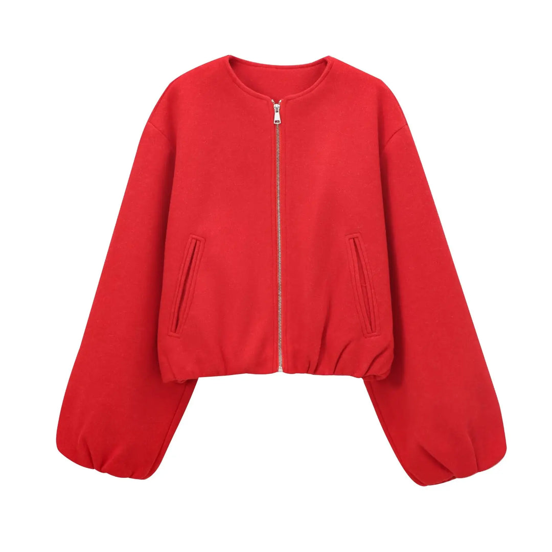 Women's Cropped Bomber Jacket, Zip Up Lightweight Casual Sports Jacket