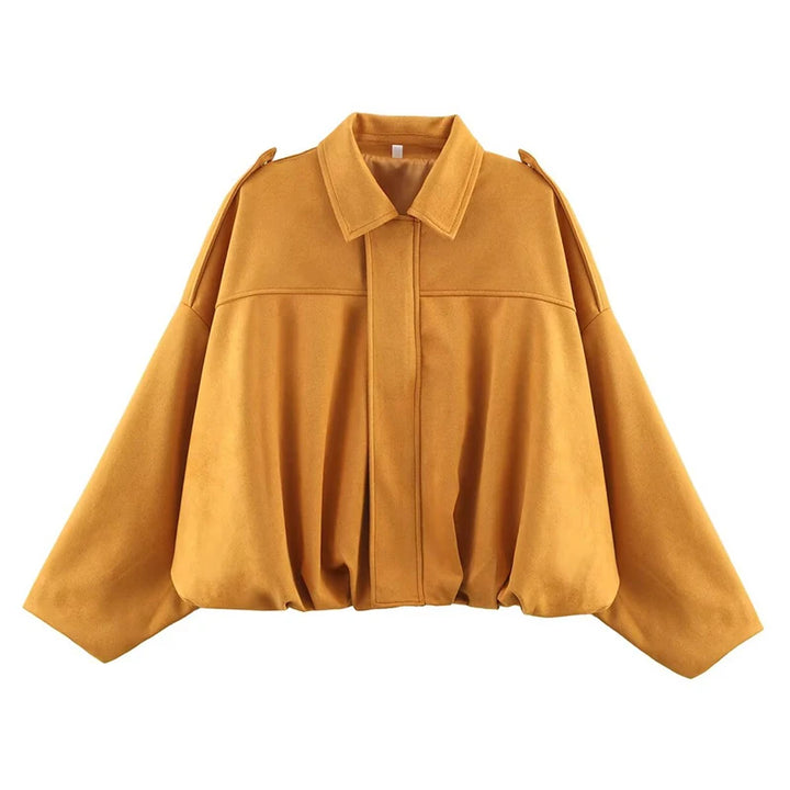 Women's Bomber Jacket, Turn Down Collar Loose Vintage Fall Coat