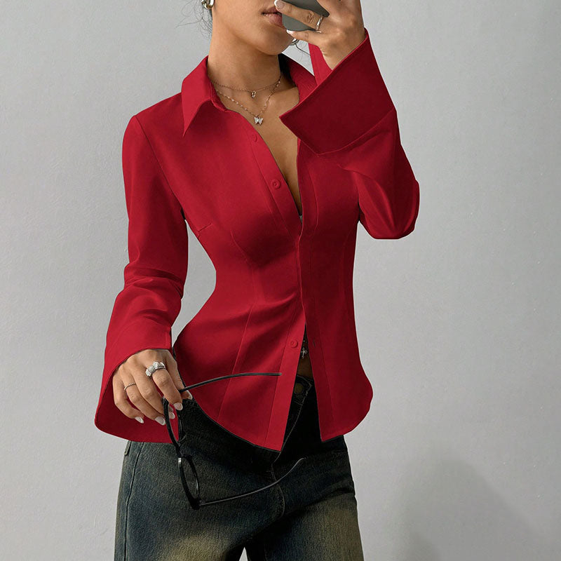 ONORA Slim-fit V long-sleeved shirt