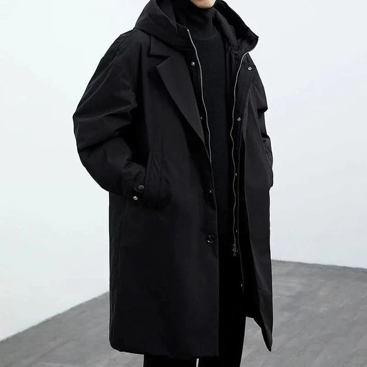 Men's Long Overcoat, Hooded Water Resistant Windbreaker Winter Jacket