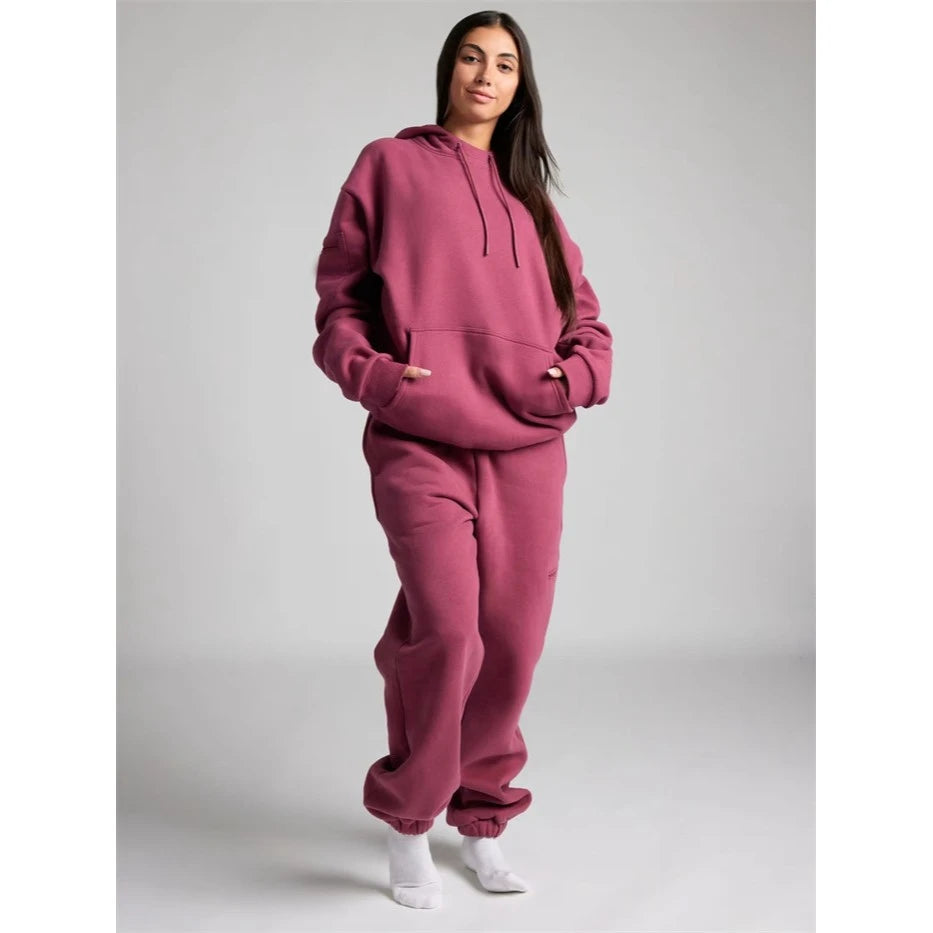 Fashionable Hoodie Top Pants Set Women's Casual Sportswear Long Sleeve Winter Outfit Long Pants Comfortable Two-Piece Suit