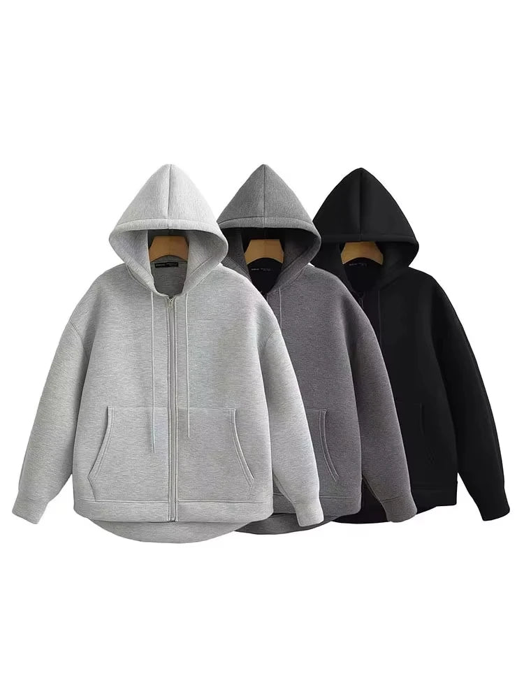 Women's Zip Up Hoodie, Oversized Fleece Sweatshirt Jacket with Pockets