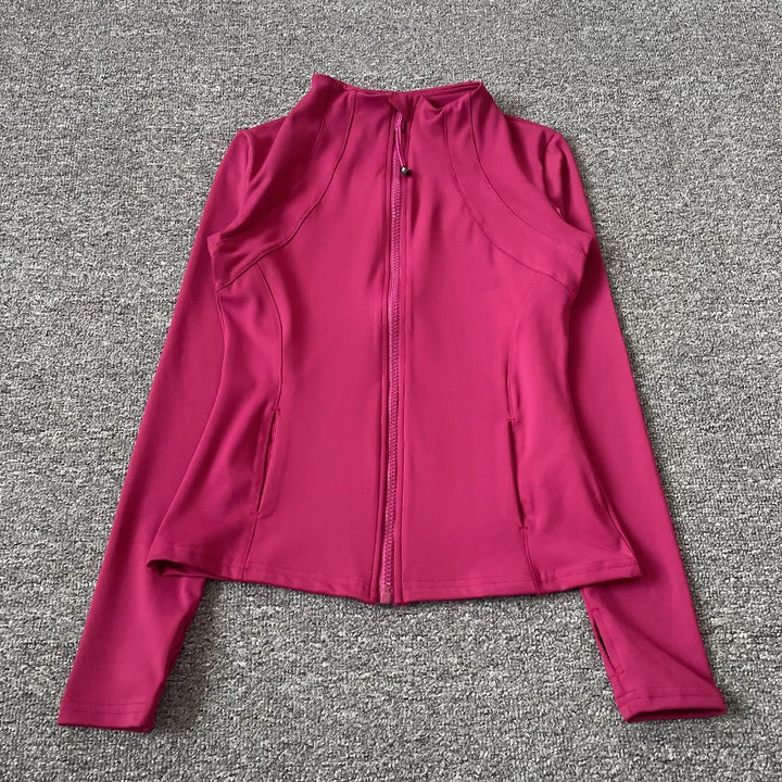 Women's Track Jacket, Quick Dry Zip Up Slim Fit Workout Top