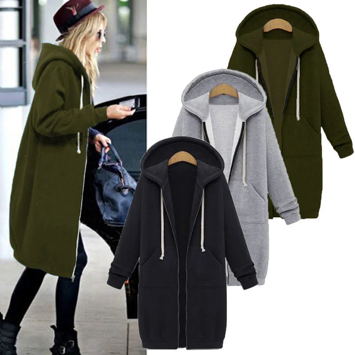 Women's Hooded Parka Jacket, Thick Warm Zip Up Winter Coat Plus Size