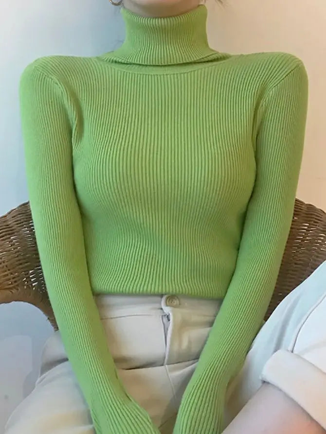 Women's Turtleneck Sweater, Soft Knit Long Sleeve Pullover Jumper